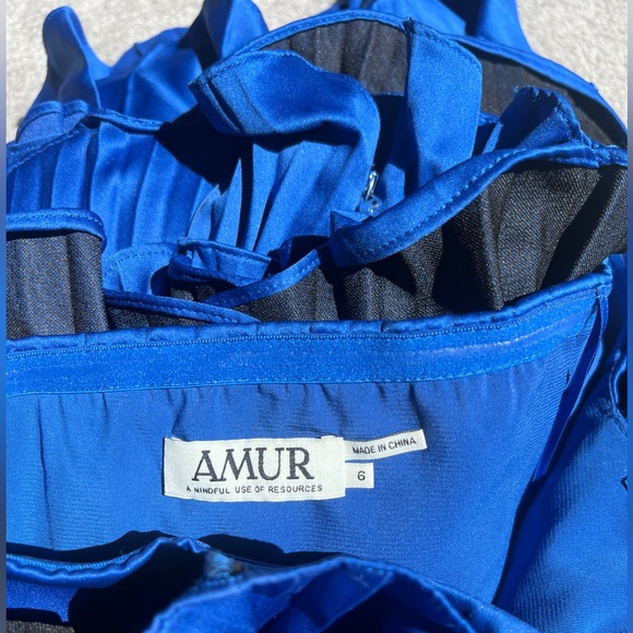 AMUR Judah Scallop Pleated Dress in Deep Waters - Picture 7 of 8